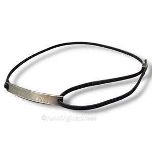 Authentic Y2K Gucci Sterling Silver Logo Bar Choker Necklace Wrap Bracelet
